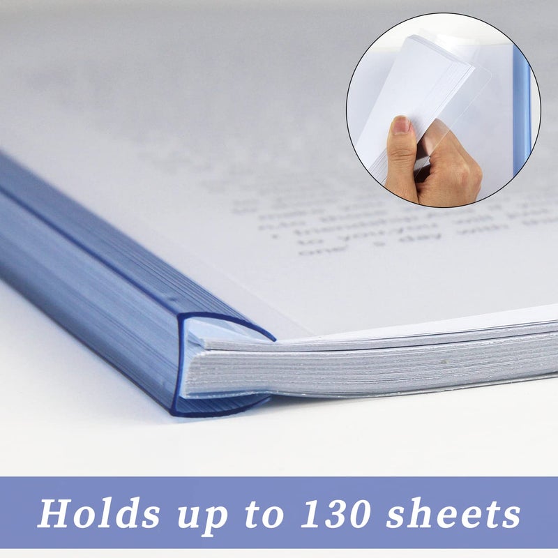 Ysenchan 10 Pack Clear Report Covers A4 Size with Sliding Bars, 15mm Presentation File folders Binder, 130 Sheet Capacity, 5 Assorted Colors - Image 4